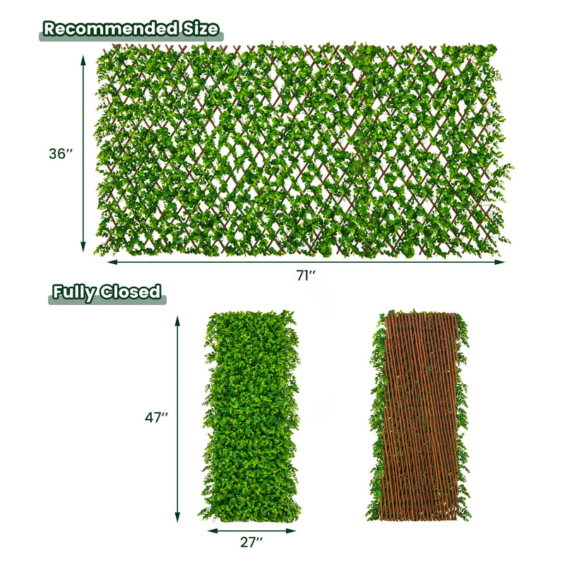 Expandable Fence Privacy Screen with Sun-Protective Artificial Hedge for Balcony Patio