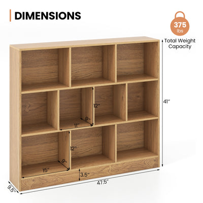 41 inches Wooden Toy Storage Organizer with 10 Cubes for Kids-Natural