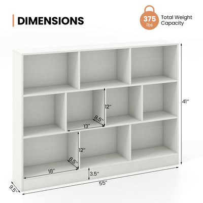 41 inches Wooden Toy Storage Organizer with 10 Cubes for Classroom Daycare Nursery Kindergarten-White