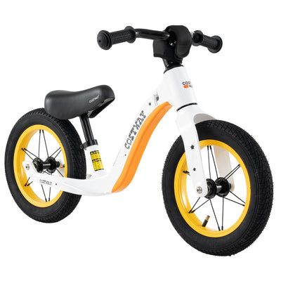 12-Inch Balance Bike with Adjustable Seat and Rotatable Handlebar for Over 36 Months Old-White