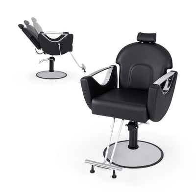 360°Swivel Reclining Salon Chair for Hair Stylist-Black