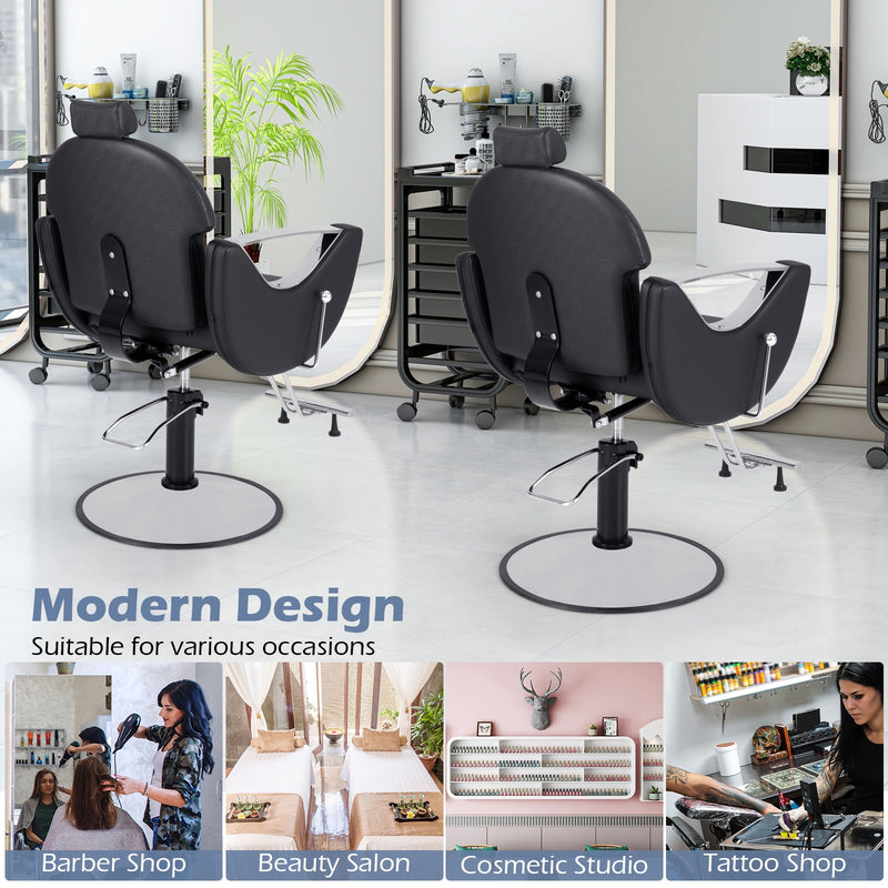 360°Swivel Reclining Salon Chair for Hair Stylist-Black