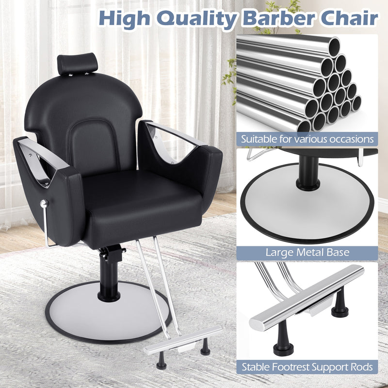 360°Swivel Reclining Salon Chair for Hair Stylist-Black