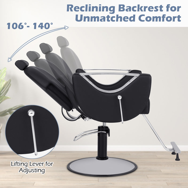 360°Swivel Reclining Salon Chair for Hair Stylist-Black