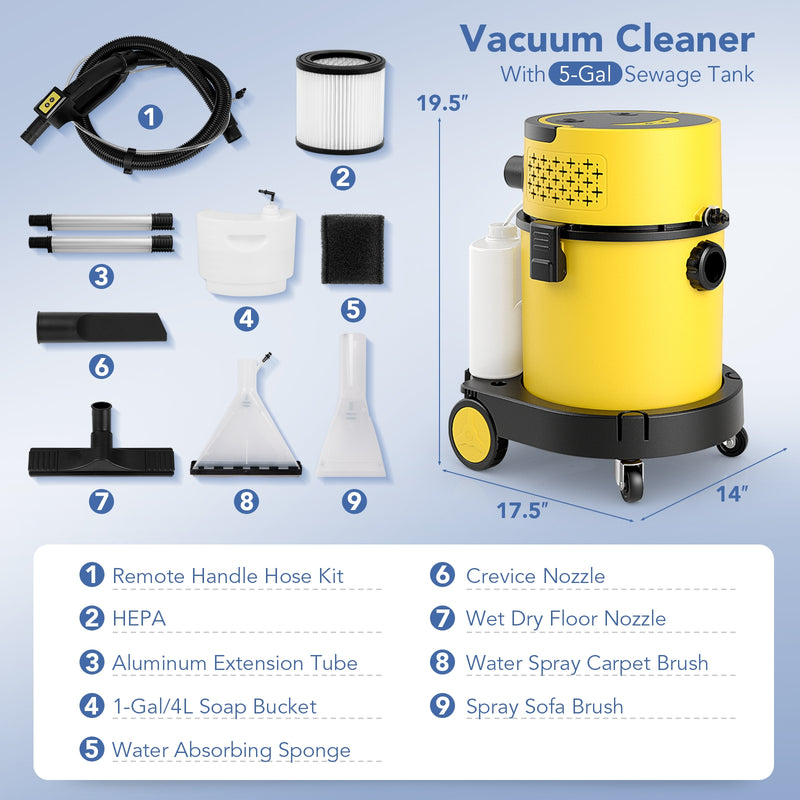 4-in-1 Portable Wet Dry Vacuum Cleaner-Yellow