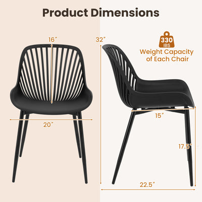 Modern Kitchen Chairs with Metal Legs  Cutout Backrest  Curved Seat for Dining Room Home Office-Black