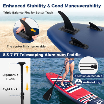 Inflatable Paddle Board with Removable Fin and Backpack-B