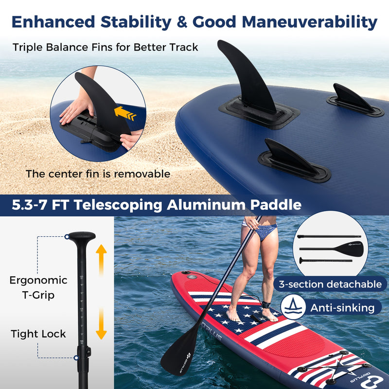 Inflatable Paddle Board with Removable Fin and Backpack-B