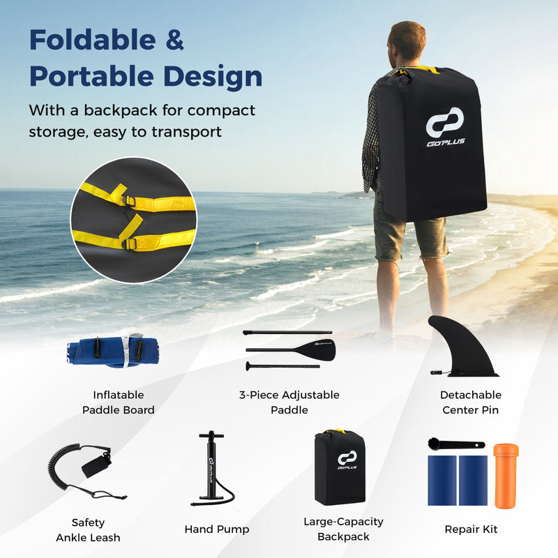 Inflatable Paddle Board with Removable Fin and Backpack-B