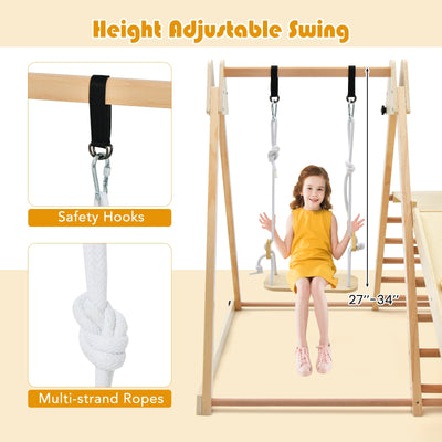 5-in-1 Indoor Jungle Gym Foldable Climber Playset with Fun Slide and Adjustable Swing