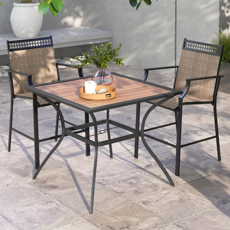 Patio Dining Table for 4 Square Bistro Table with Umbrella Holes