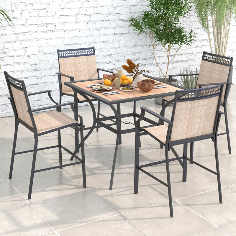 Patio Dining Table for 4 Square Bistro Table with Umbrella Holes