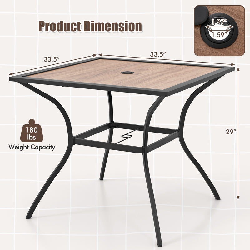 Patio Dining Table for 4 Square Bistro Table with Umbrella Holes