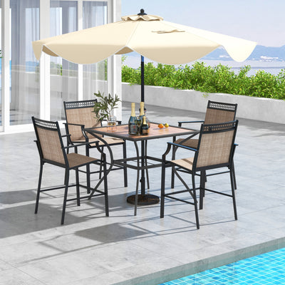 Patio Dining Table for 4 Square Bistro Table with Umbrella Holes