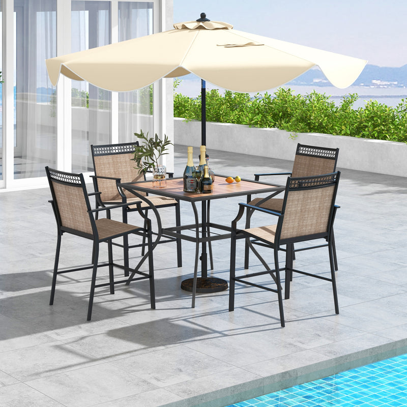 Patio Dining Table for 4 Square Bistro Table with Umbrella Holes