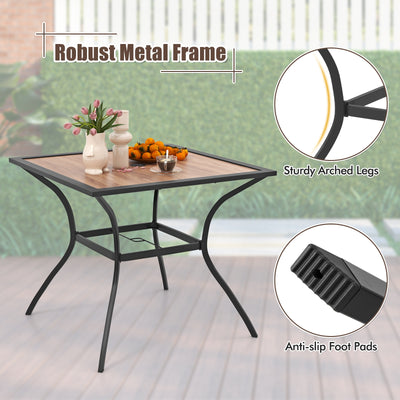 Patio Dining Table for 4 Square Bistro Table with Umbrella Holes