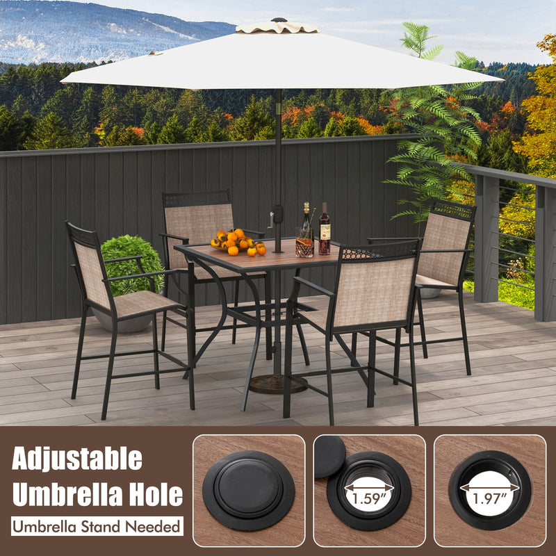 Patio Dining Table for 4 Square Bistro Table with Umbrella Holes