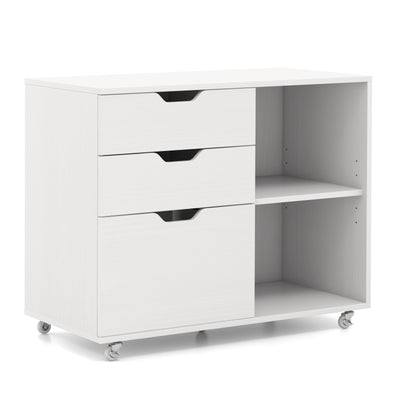 3-Drawer File Cabinet with Adjustable Shelf and Wheels for Letter-White