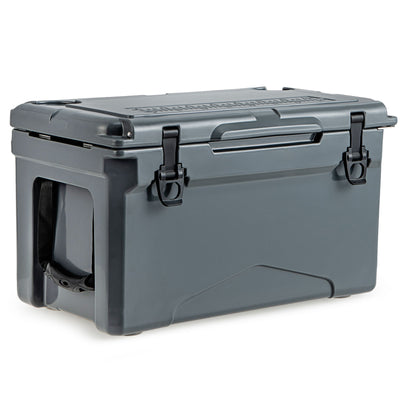 Rotomolded Cooler with Integrated Cup Holders and Bottle Opener-Gray