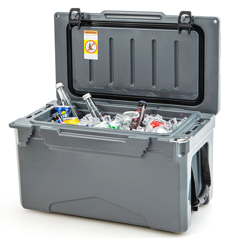 Rotomolded Cooler with Integrated Cup Holders and Bottle Opener-Gray