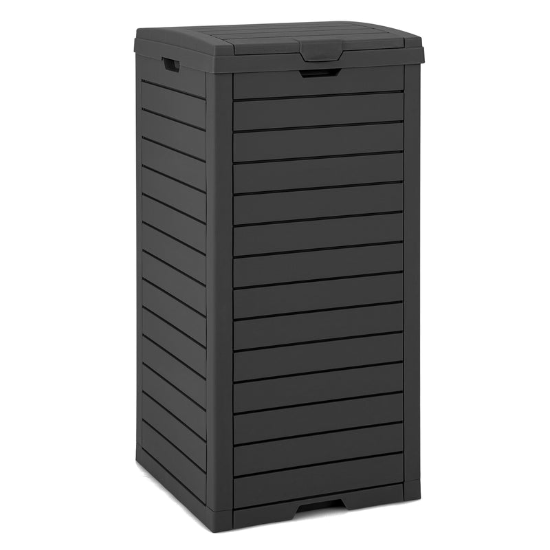 31 Gallon Large Outdoor Trash Can with Lid and Pull-out Liquid Drawer for Easy Cleaning-Black