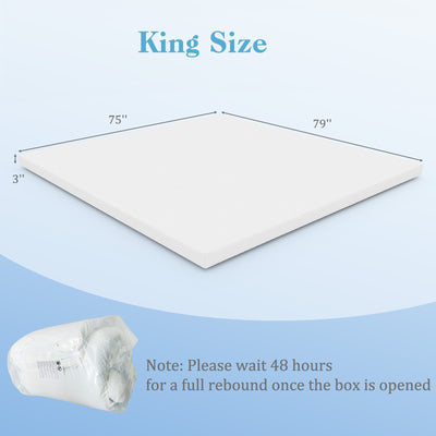 3 Inch Gel-Infused Memory Foam Mattress Topper with Removable Cover-King Size