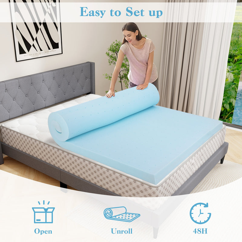 3 Inch Gel-Infused Memory Foam Mattress Topper with Removable Cover-King Size