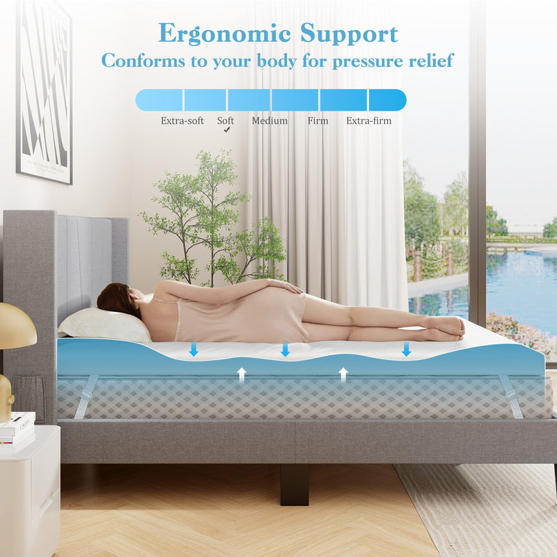 3 Inch Gel-Infused Memory Foam Mattress Topper with Removable Cover-King Size