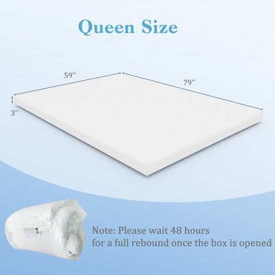 3 Inch Gel-Infused Memory Foam Mattress Topper with Removable Cover-Queen Size