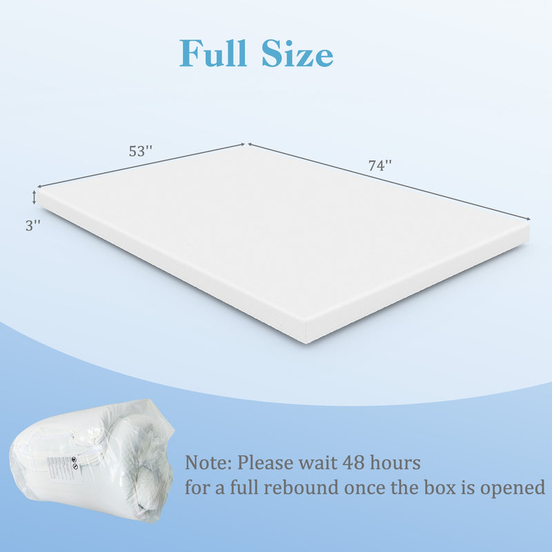 3 Inch Gel-Infused Memory Foam Mattress Topper with Removable Cover-Full Size