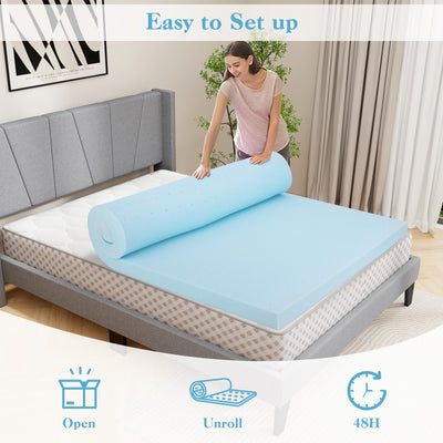 3 Inch Gel-Infused Memory Foam Mattress Topper with Removable Cover-Queen Size