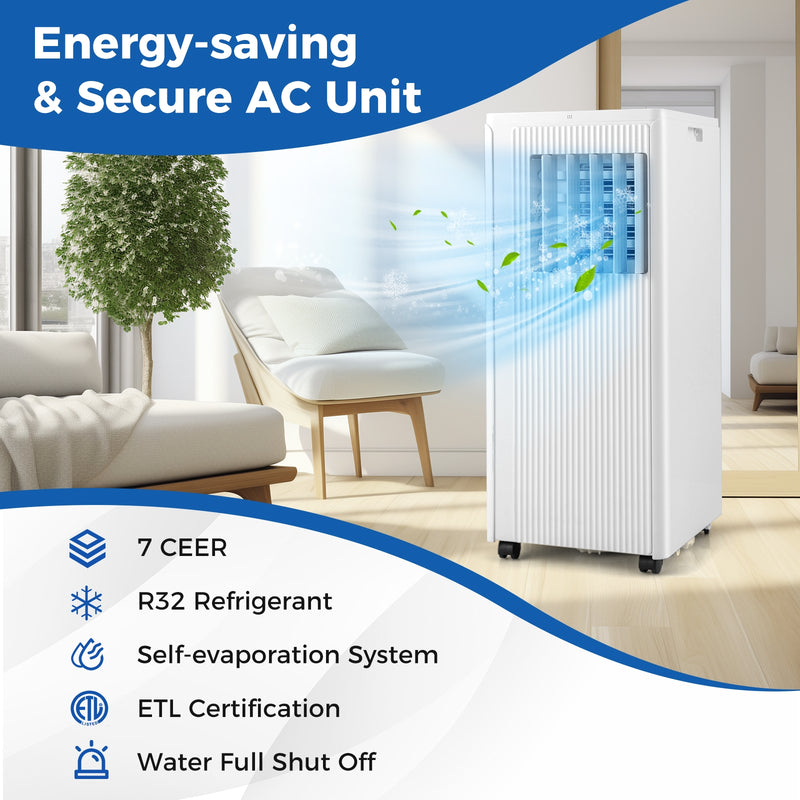 10000 BTU Portable Air Conditioner Cools up to 350 Sq wth 24H Timer