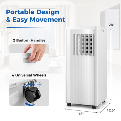 10000 BTU Portable Air Conditioner Cools up to 350 Sq wth 24H Timer