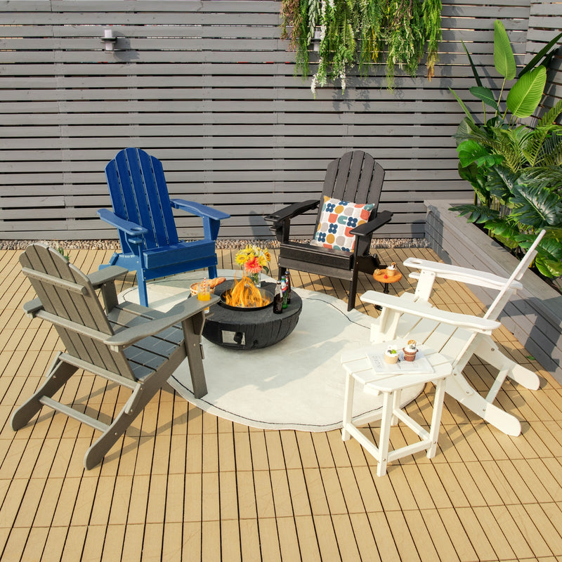 Foldable Weather Resistant Patio Chair with Built-in Cup Holder-Navy