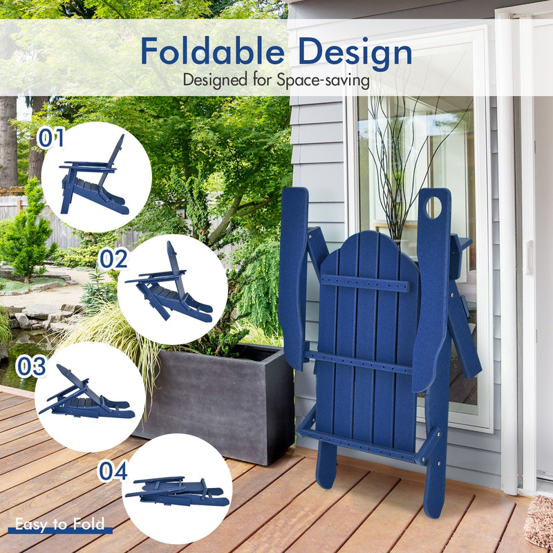 Foldable Weather Resistant Patio Chair with Built-in Cup Holder-Navy