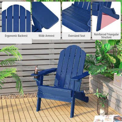 Foldable Weather Resistant Patio Chair with Built-in Cup Holder-Navy