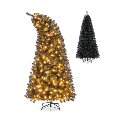 6/7 FT Artificial Christmas Tree with Bendable Top Section and Warm Light-7 ft