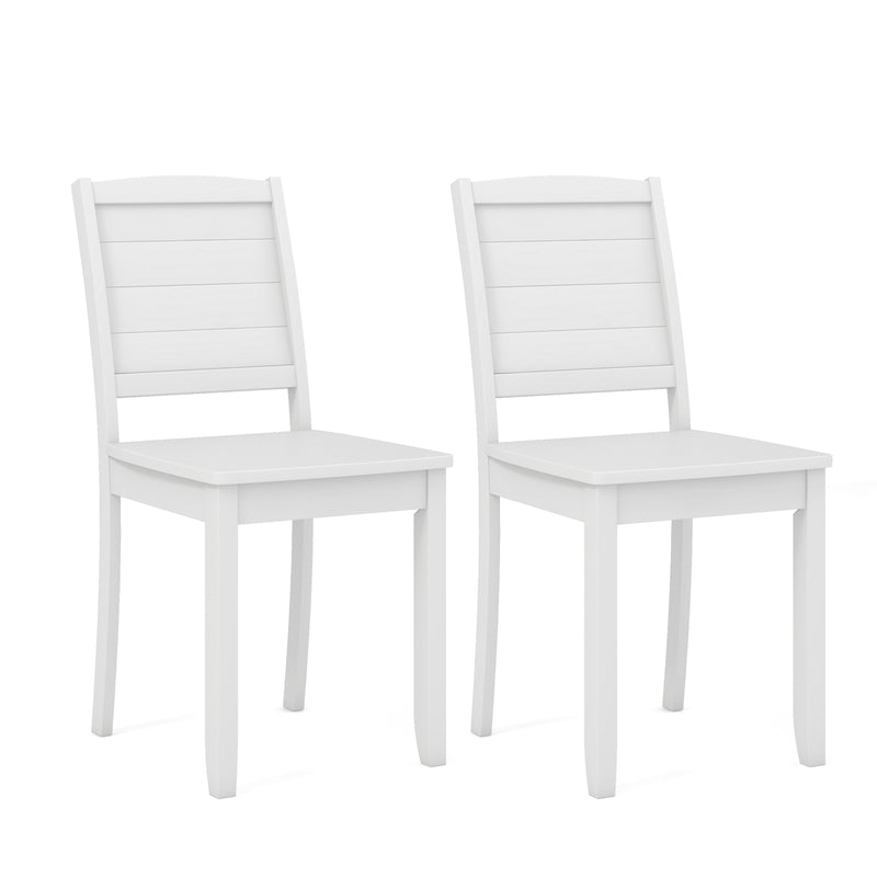 Wood Dining Chair Set of 2 Armless Kitchen Chairs with Rubber Wood Legs-White