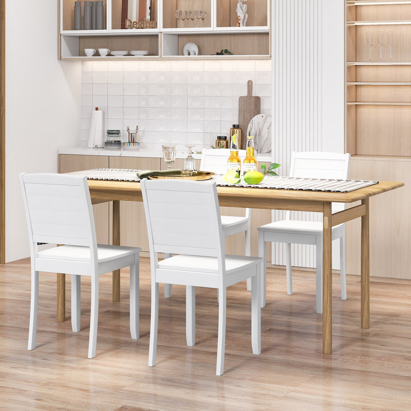 Wood Dining Chair Set of 2 Armless Kitchen Chairs with Rubber Wood Legs-White