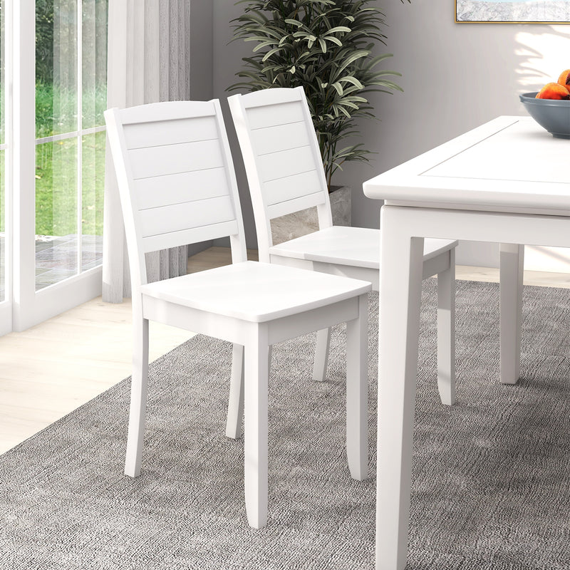 Wood Dining Chair Set of 2 Armless Kitchen Chairs with Rubber Wood Legs-White