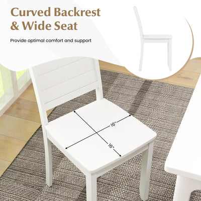 Wood Dining Chair Set of 2 Armless Kitchen Chairs with Rubber Wood Legs-White