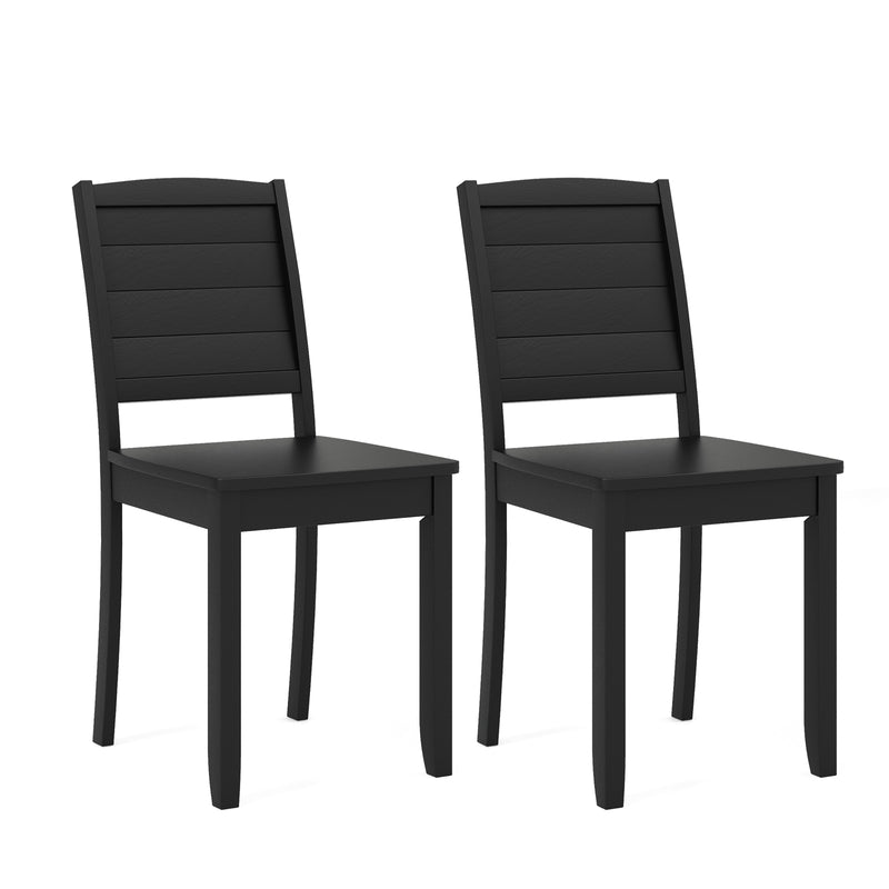 Wood Dining Chair Set of 2 Armless Kitchen Chairs with Rubber Wood Legs-Black