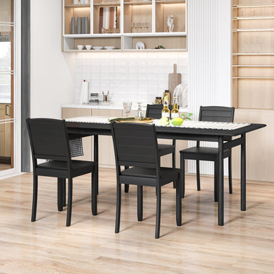 Wood Dining Chair Set of 2 Armless Kitchen Chairs with Rubber Wood Legs-Black