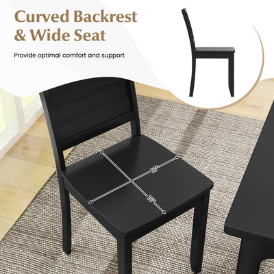 Wood Dining Chair Set of 2 Armless Kitchen Chairs with Rubber Wood Legs-Black