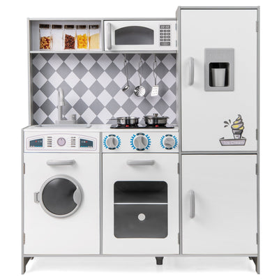 Pretend Play Kitchen for Kids Aged 3+ with Real Sounds and Lights-White