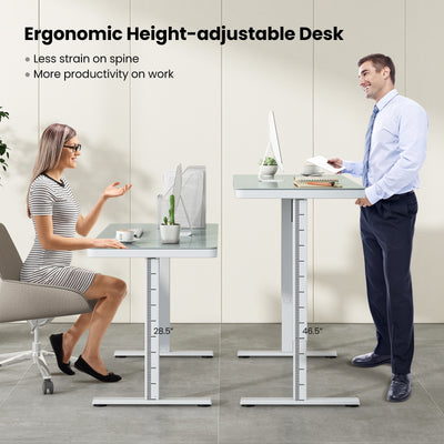 48-Inch Height Adjustable Electric Standing Desk with Drawer-White