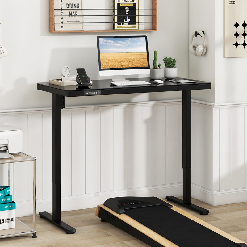 48-Inch Height Adjustable Electric Standing Desk with Drawer-Black