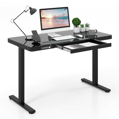 48-Inch Height Adjustable Electric Standing Desk with Drawer-Black