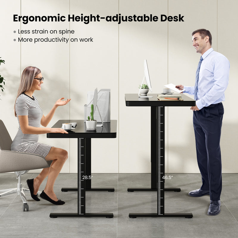 48-Inch Height Adjustable Electric Standing Desk with Drawer-Black