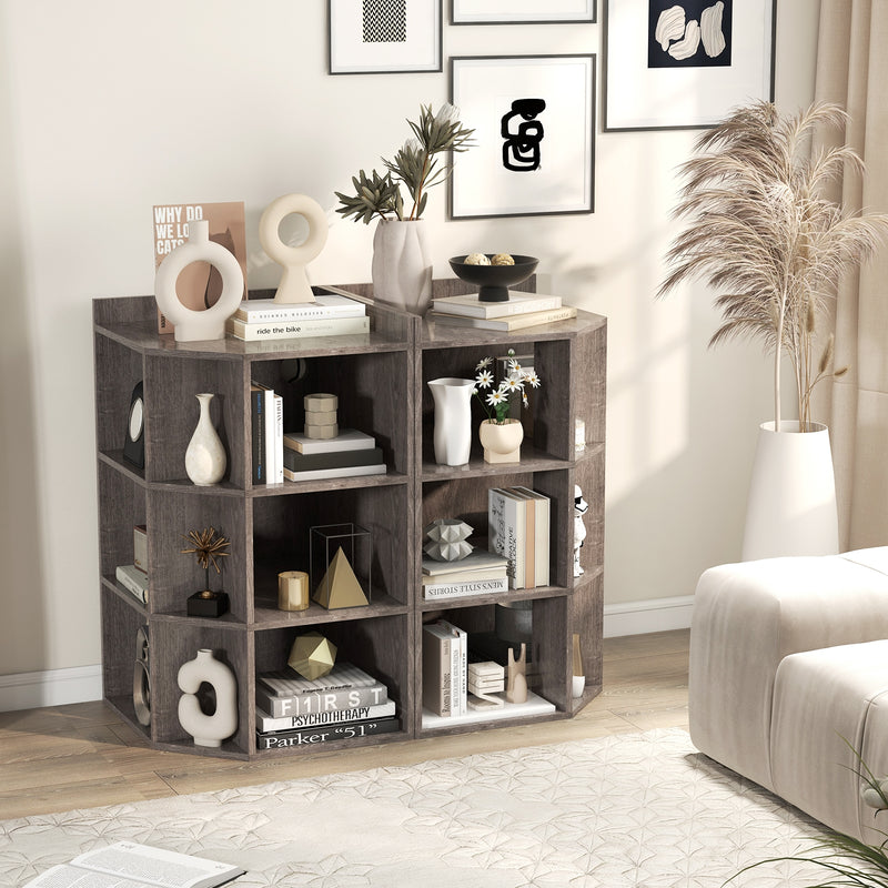 3-Tier Corner Cabinet with Charging Station for Bedroom-Gray